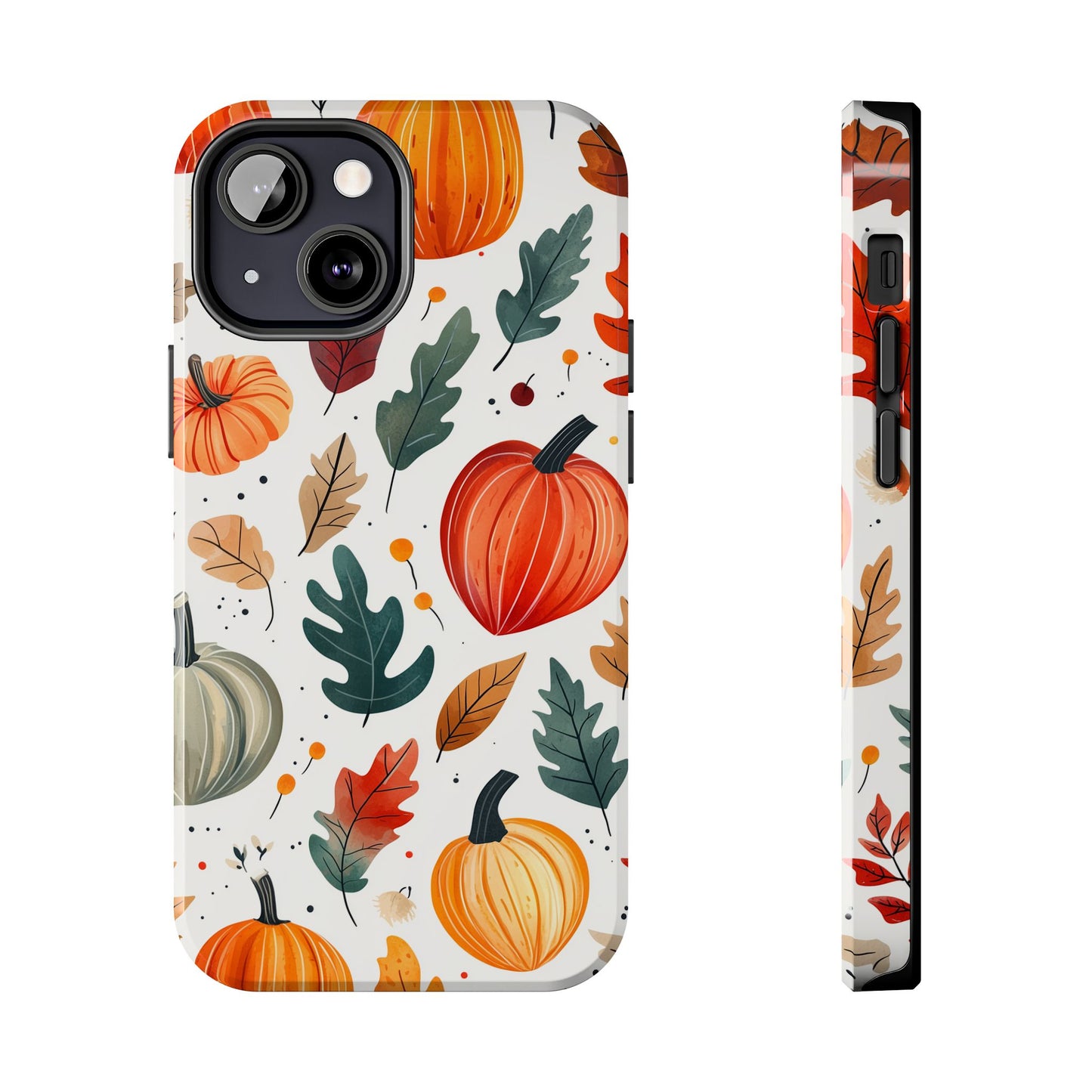 Autumn Harvest iPhone Case - Pumpkin and Fall Leaf Design