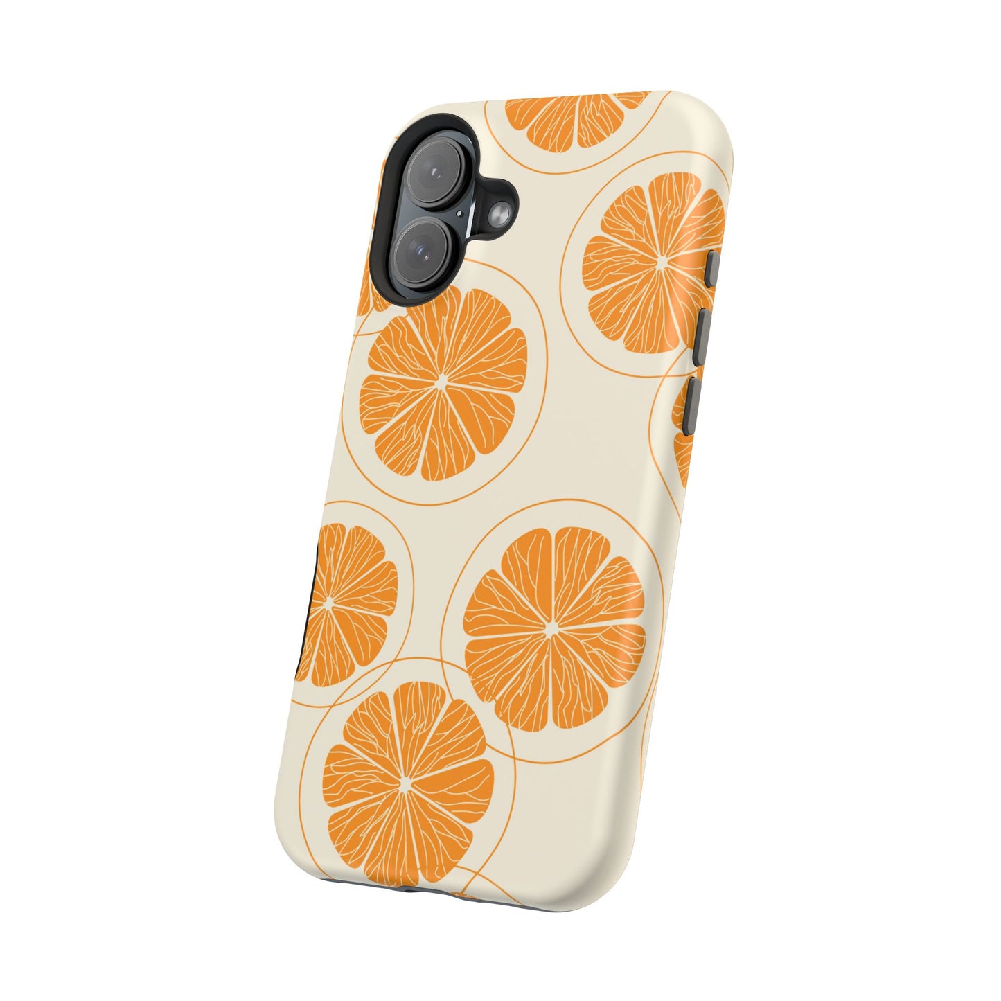 Citrus Burst Pattern Tough MagSafe iPhone Case – Bold Orange Design, Shockproof Protection