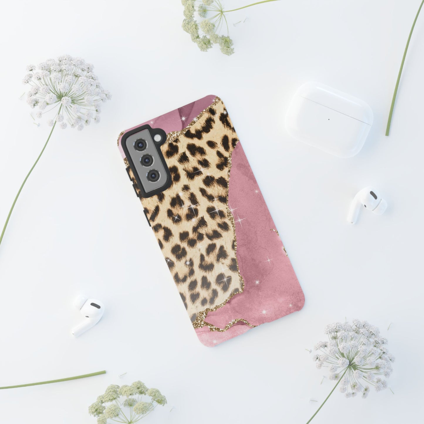 Pink Glam Leopard - Samsung Galaxy Series Case with Glitter Accents