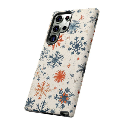 Rustic Orange and Blue Snowflake Pattern – Samsung Galaxy Series Case