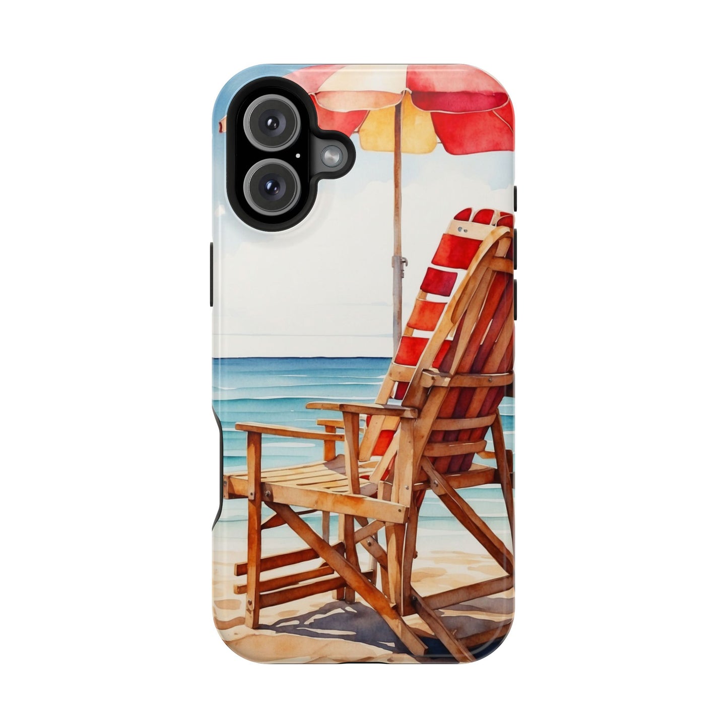 Beach Bliss MagSafe iPhone Series Case – Relaxing Seaside Chair and Umbrella Design