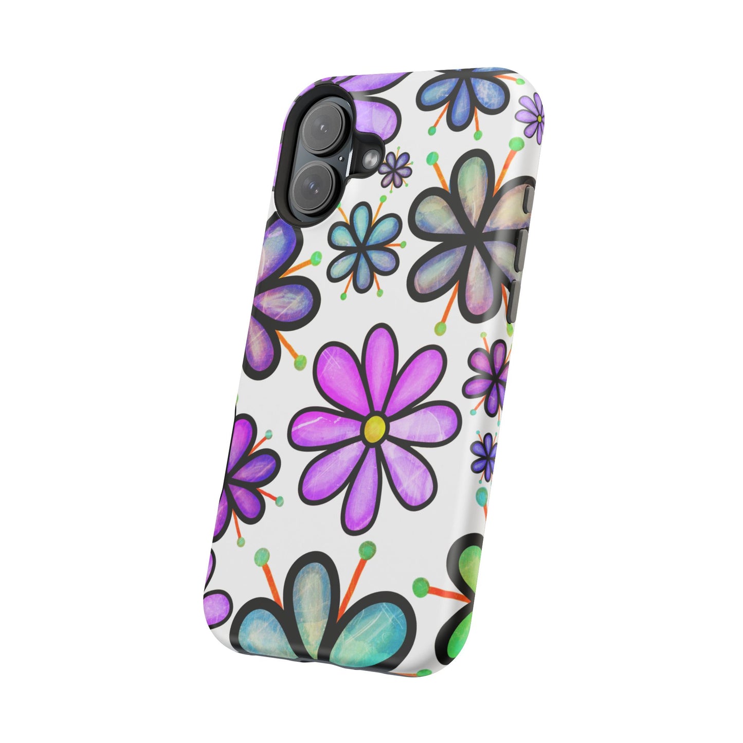 Whimsical Lavender Floral MagSafe iPhone Case – Ultra-Slim, High-Gloss Finish