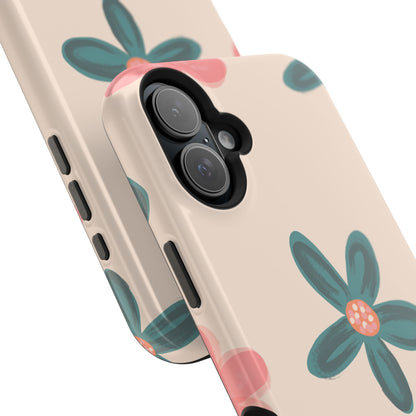 Vintage Floral Tough MagSafe iPhone Case – Soft Matte Finish with Dual-Layer Protection