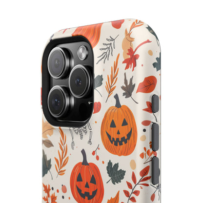 Halloween Pumpkin & Skeleton MagSafe iPhone Case – Spooky Autumn Design