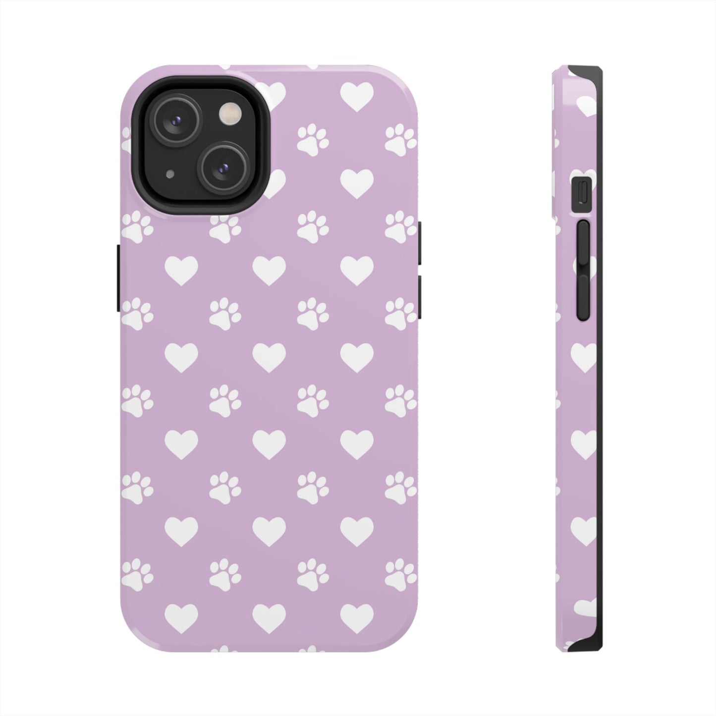 Purple Hearts & Paw Prints - Cute Pet Lover iPhone Case