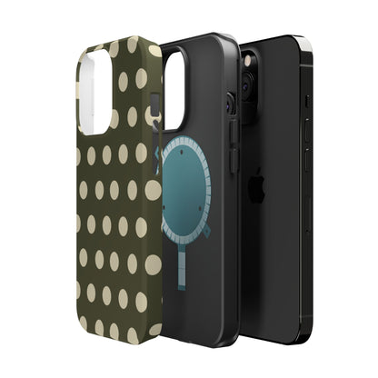 Vintage Green & Cream Polka Dots – MagSafe iPhone Case