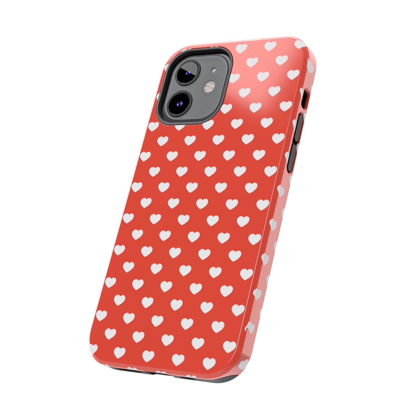 White Hearts on Red iPhone Case