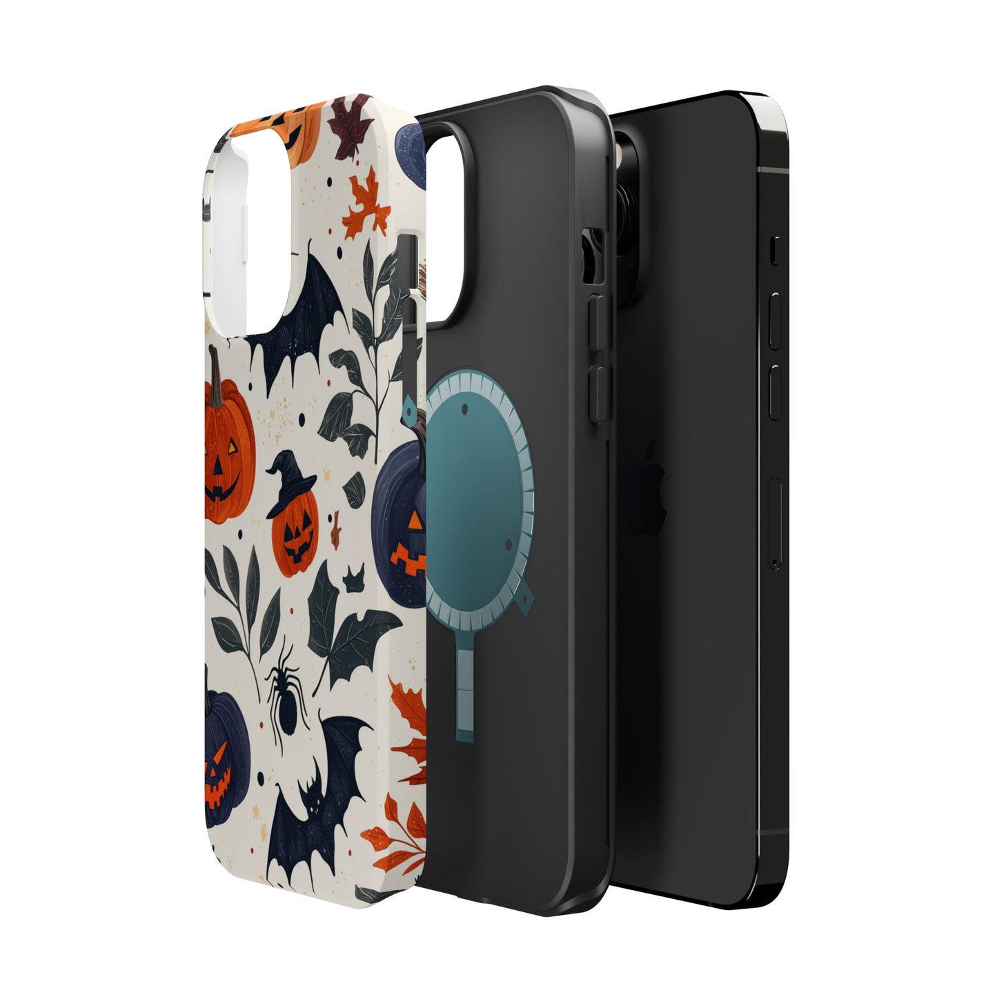 Spooky Halloween MagSafe iPhone Case – Pumpkins, Bats, and Spider Design