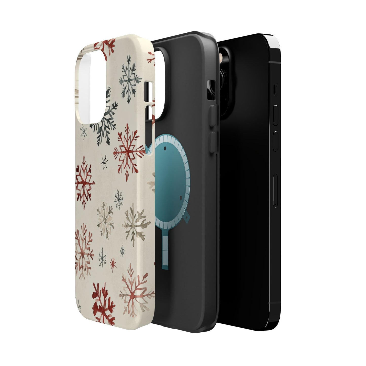 Vintage Red and Gray Snowflake Pattern – MagSafe iPhone Series Case