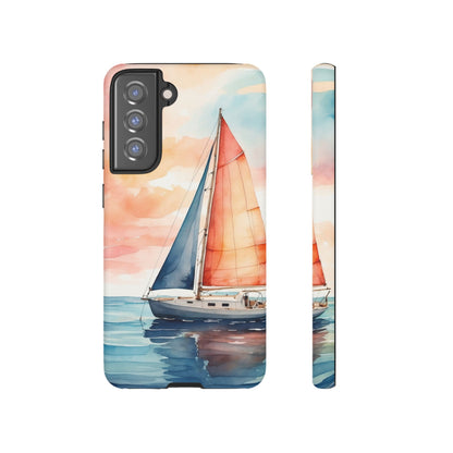 Sunset Sail Samsung Galaxy Case – Watercolor Sailboat and Sky Design