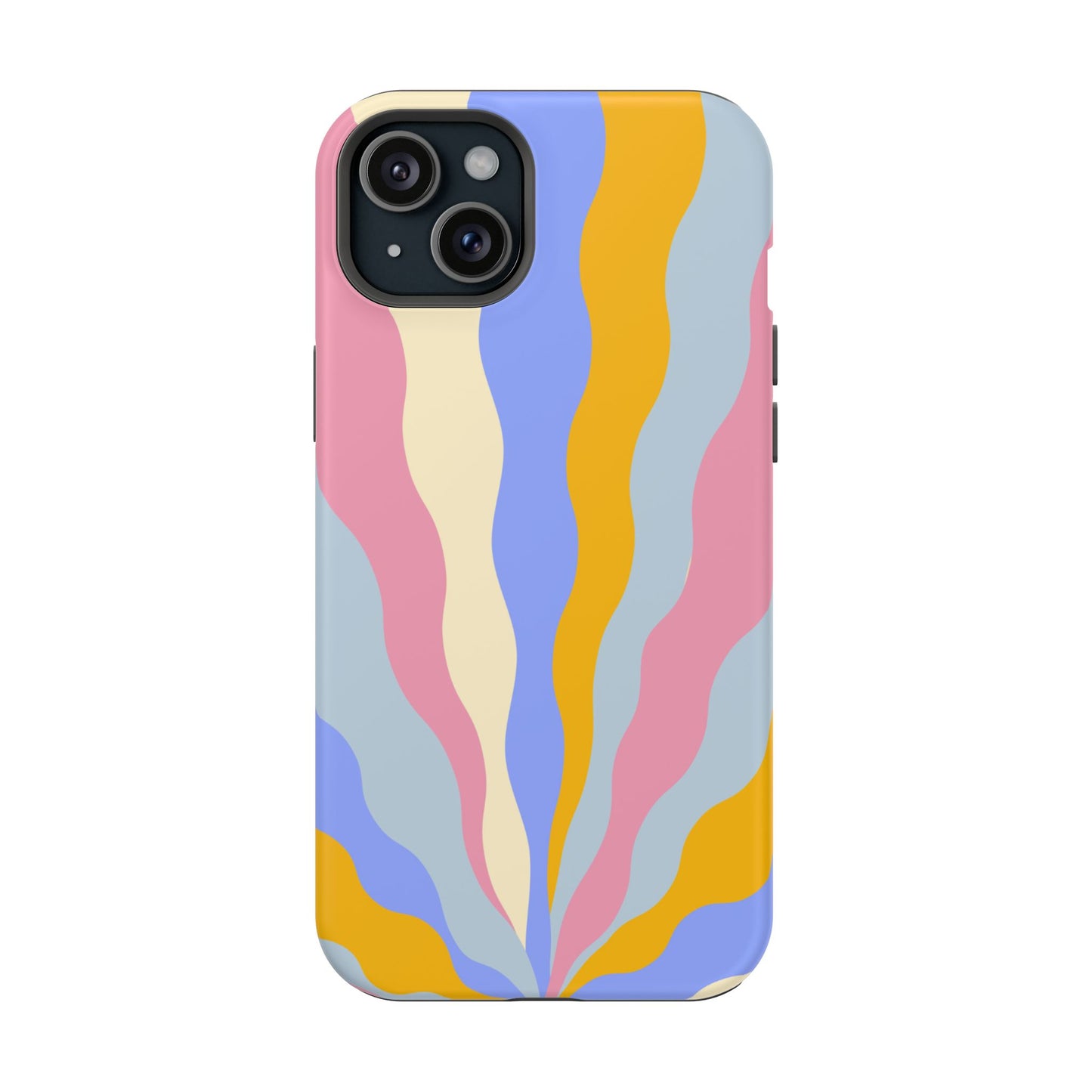 Pastel Radiance MagSafe iPhone Case – 70s-Inspired Dual-Layer Design with Wavy Sunburst Pattern