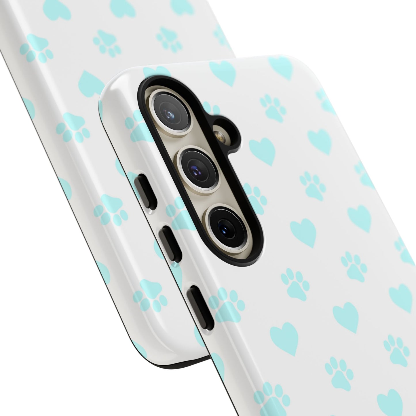 Samsung Galaxy Case - Aqua Paw Print & Heart Design