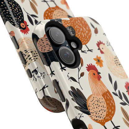 MagSafe iPhone Case: Cluckin' Vintage – Chickens & Leaves