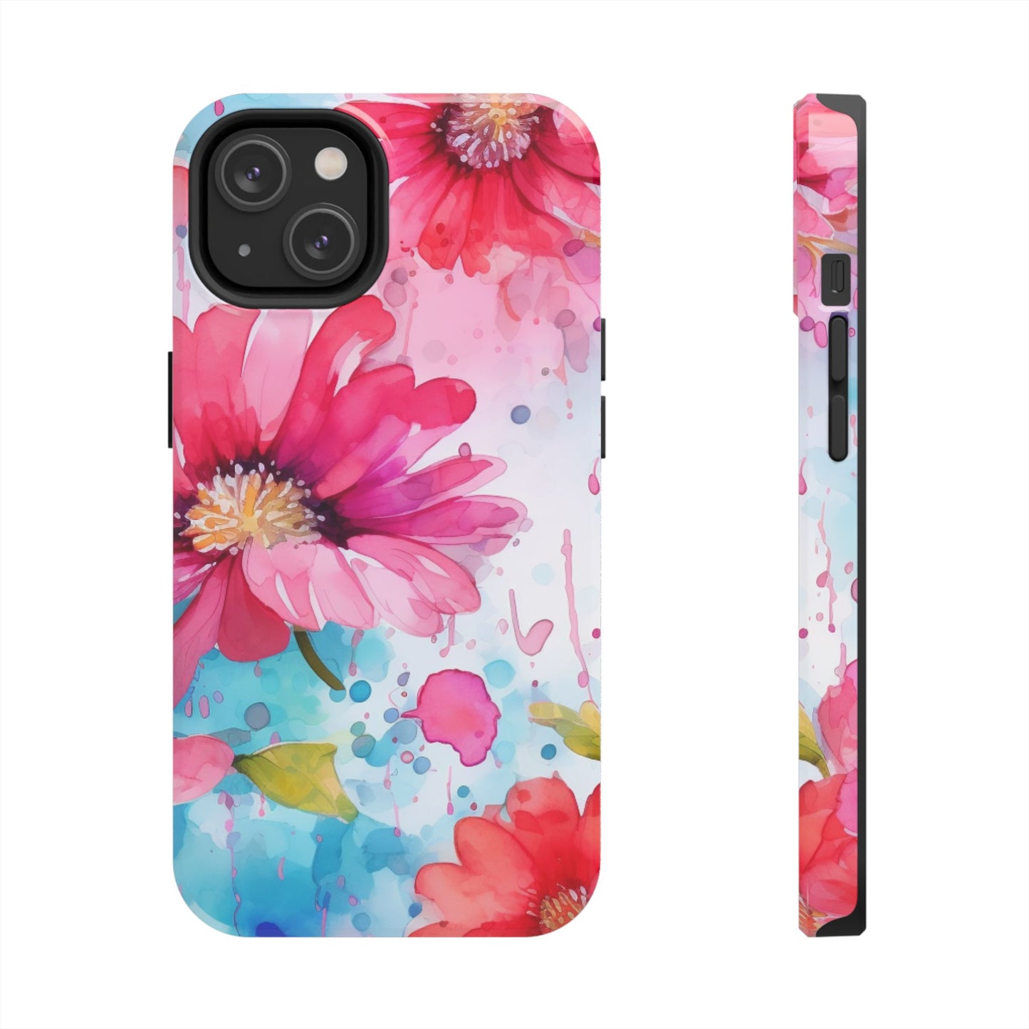 Vibrant Watercolor Red & Pink Floral - iPhone Case