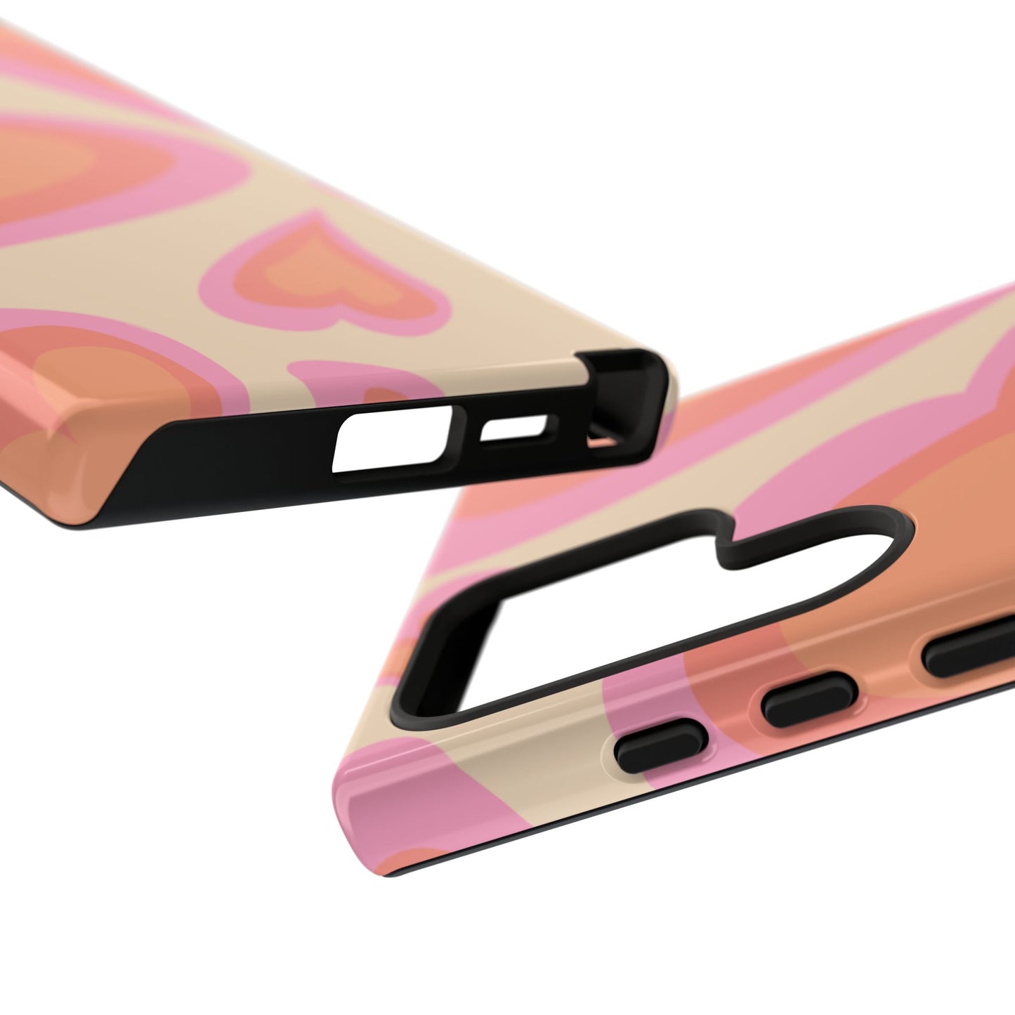 Retro Pink Hearts Samsung Galaxy Case – Shock-Resistant, Matte Finish, Dual-Layer Protection