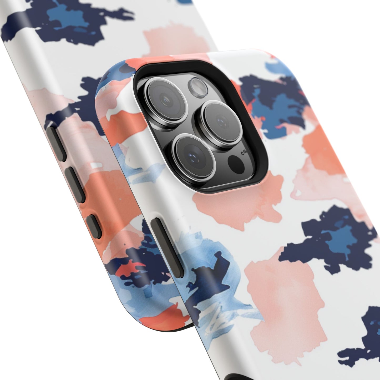 Abstract Coral & Navy Watercolor Design – MagSafe iPhone Case