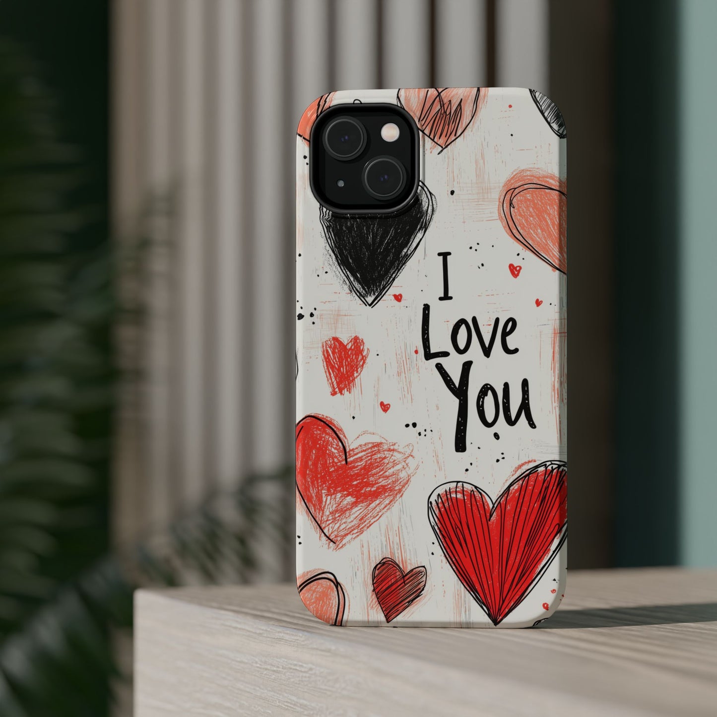 Romantic "I Love You" Heart Sketch - MagSafe Compatible Case