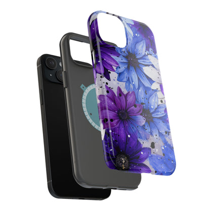 Vibrant Purple & Blue Floral Splash - MagSafe iPhone Series Case