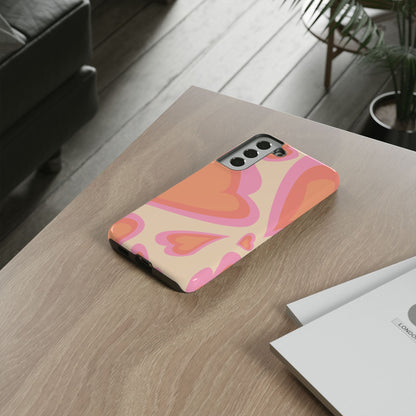 Retro Pink Hearts Samsung Galaxy Case – Shock-Resistant, Matte Finish, Dual-Layer Protection