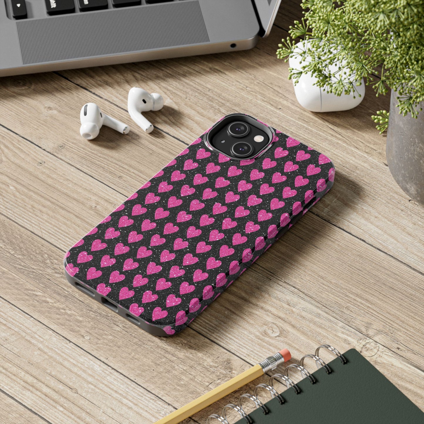 Glitter Pink Hearts iPhone Case