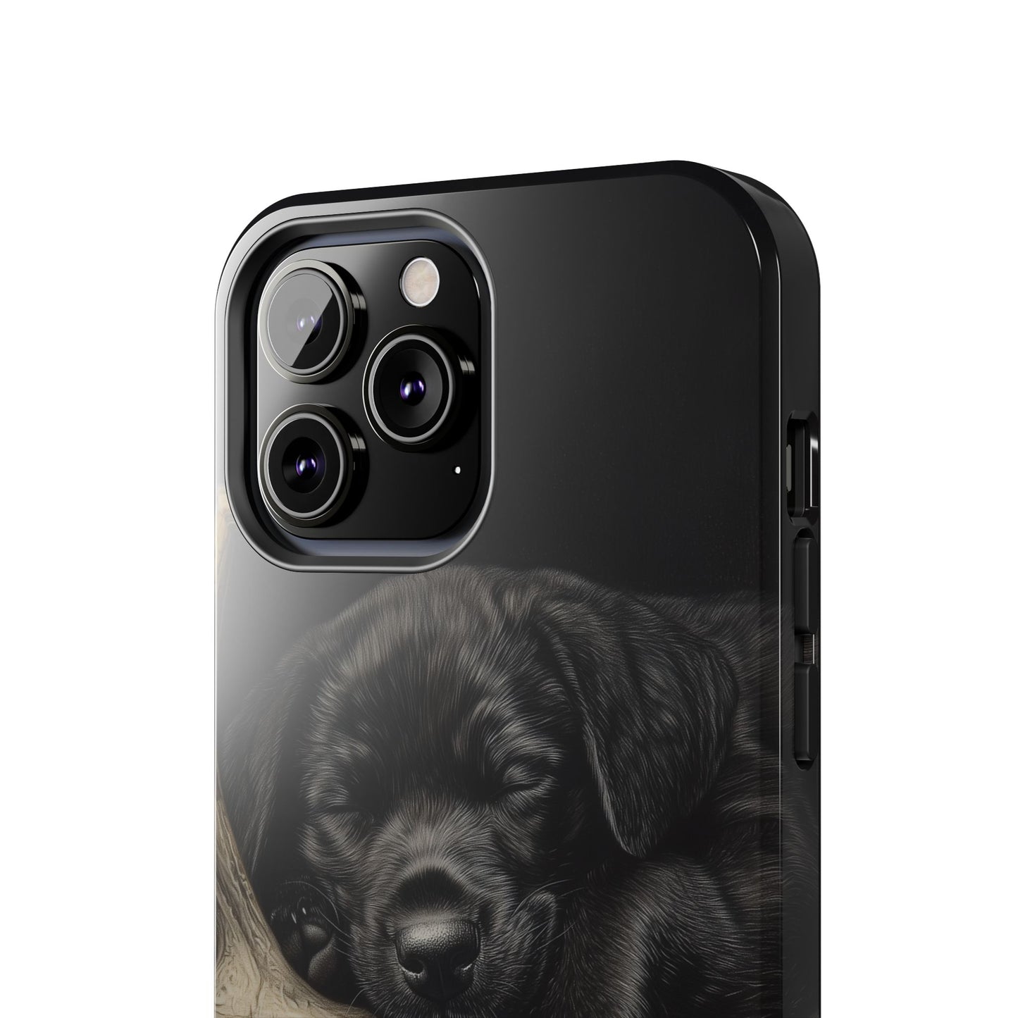 Adorable Black Labrador Puppy on Feathers iPhone Case