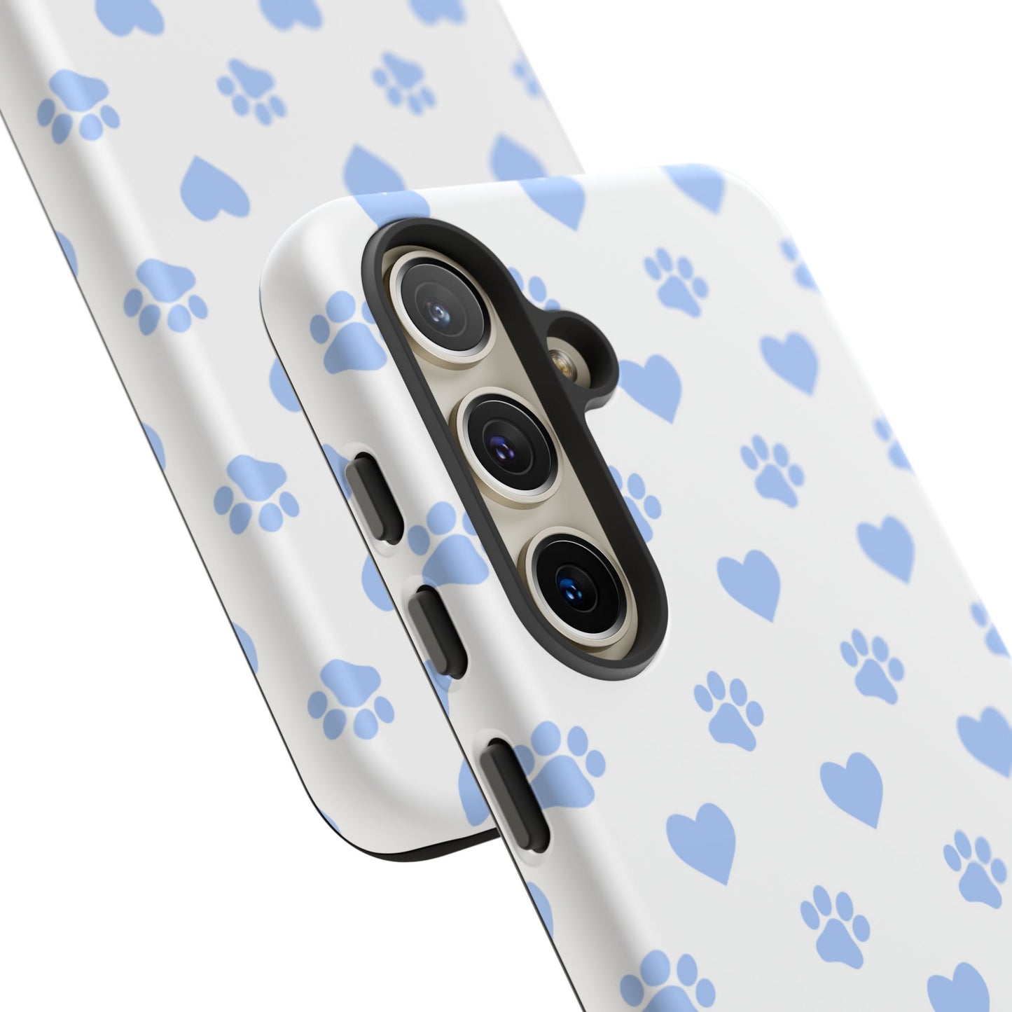 Samsung Galaxy Case - Blue Paw Print & Heart Design