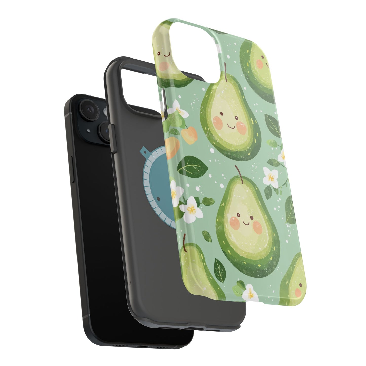 Smiling Avocados Tough MagSafe iPhone Case – Cute Avocado Design, Dual-Layer Protection