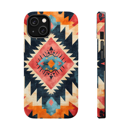 Bold Aztec Pattern Tough MagSafe iPhone Case – Vibrant Geometric Design, Dual-Layer Protection