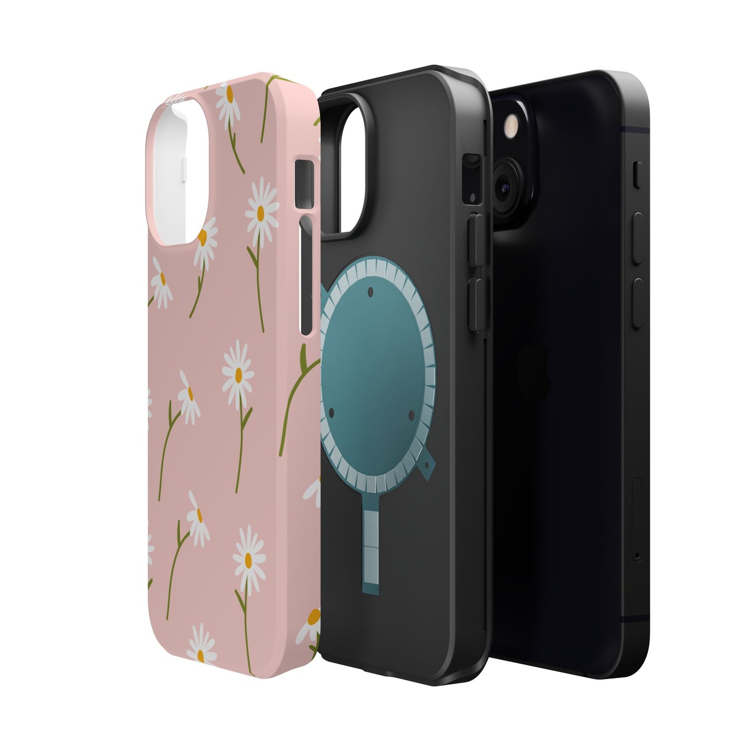 Daisy Delight Tough MagSafe iPhone Case – Cute Floral Design with Dual-Layer Protection