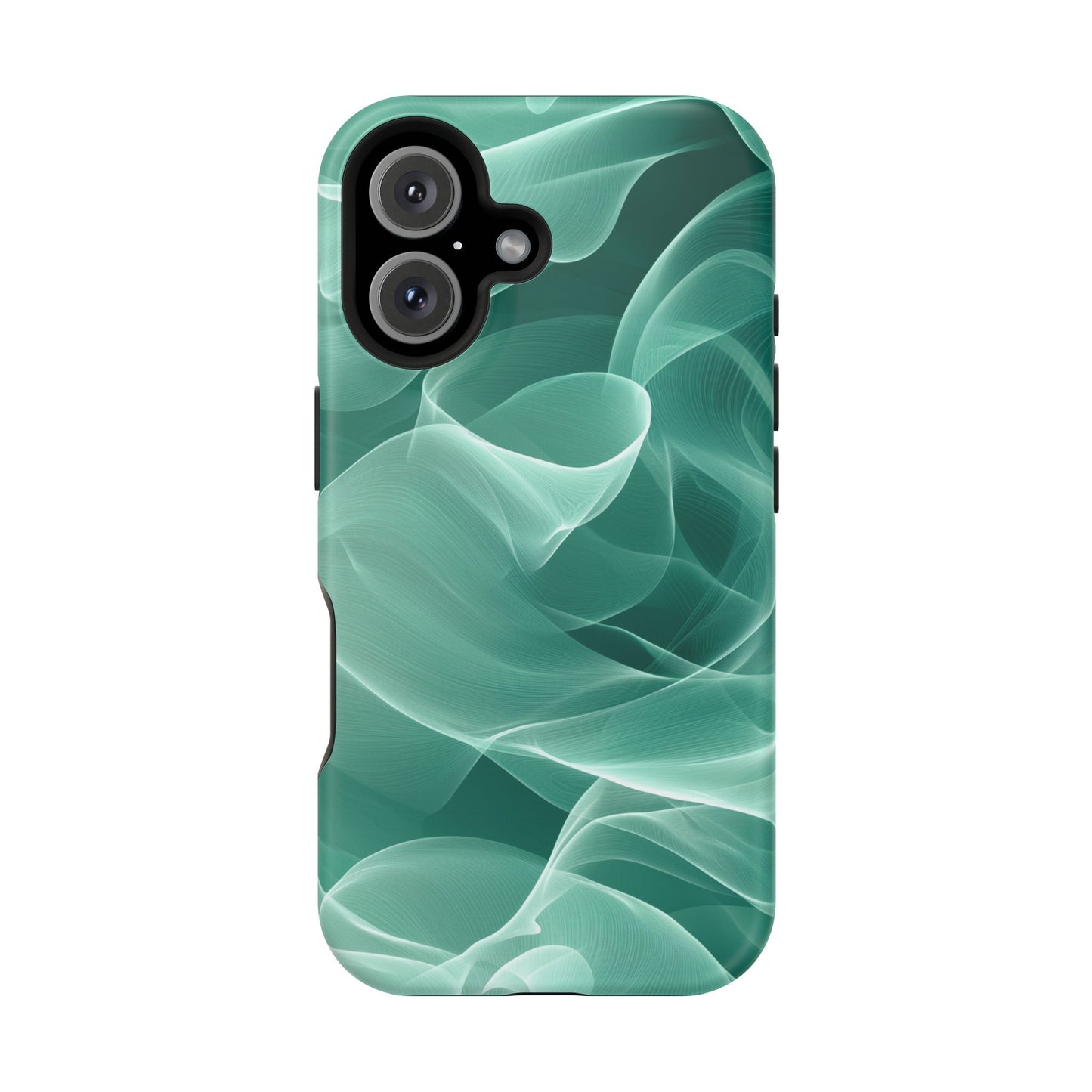 Emerald Flow MagSafe iPhone Case – Translucent Green Fabric-Inspired Design