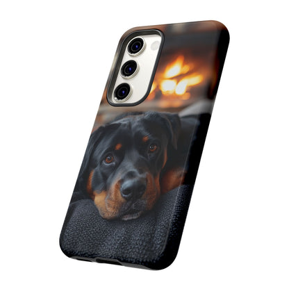 Warm Rottweiler by the Fireplace Samsung Galaxy Case – Rustic Charm for Dog Lovers