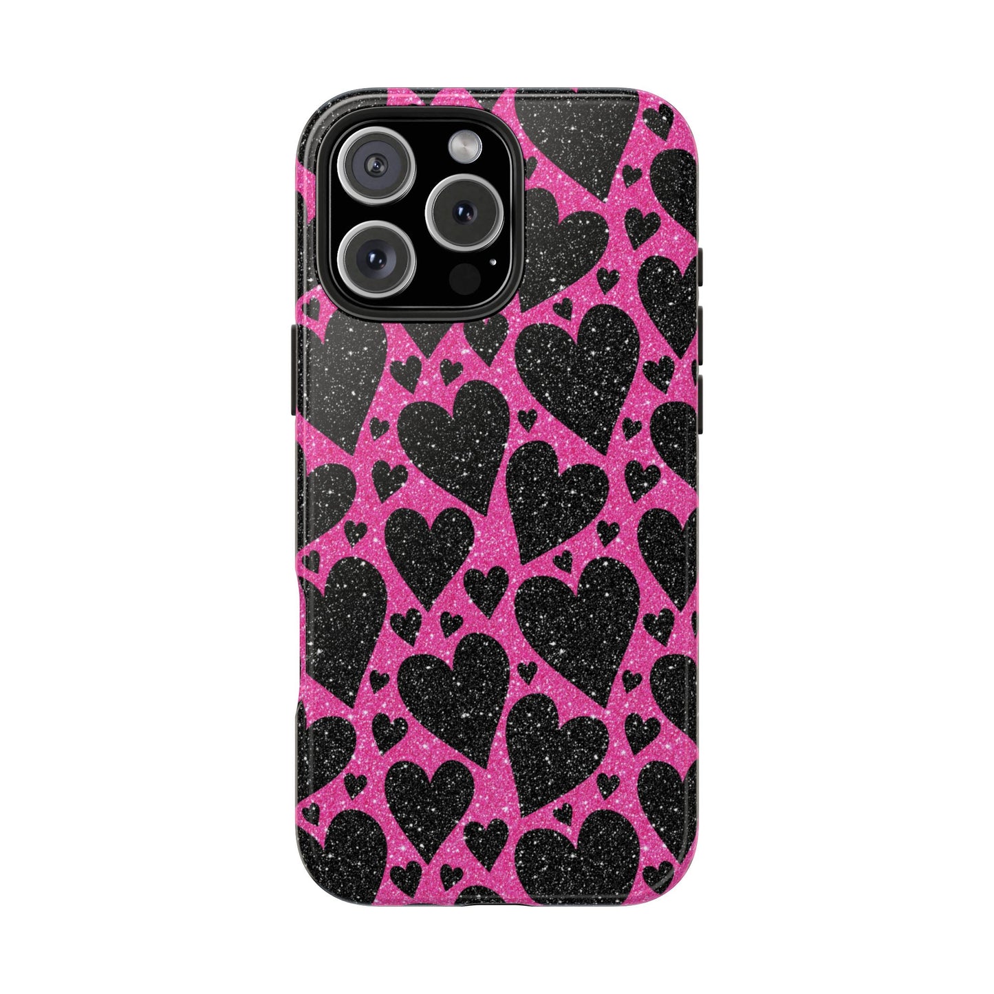 Pink Glitter Hearts iPhone Case