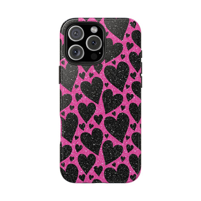 Pink Glitter Hearts iPhone Case