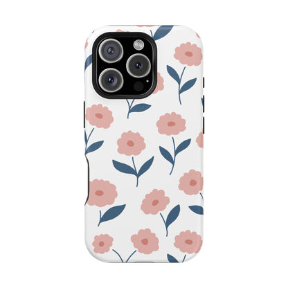 Playful Pink Floral Tough MagSafe  iPhone Case – Soft Pastel Design, Slim & Shockproof