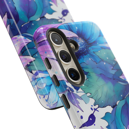 Purple & Teal Watercolor Floral Samsung Galaxy Case - Artistic Flower Design