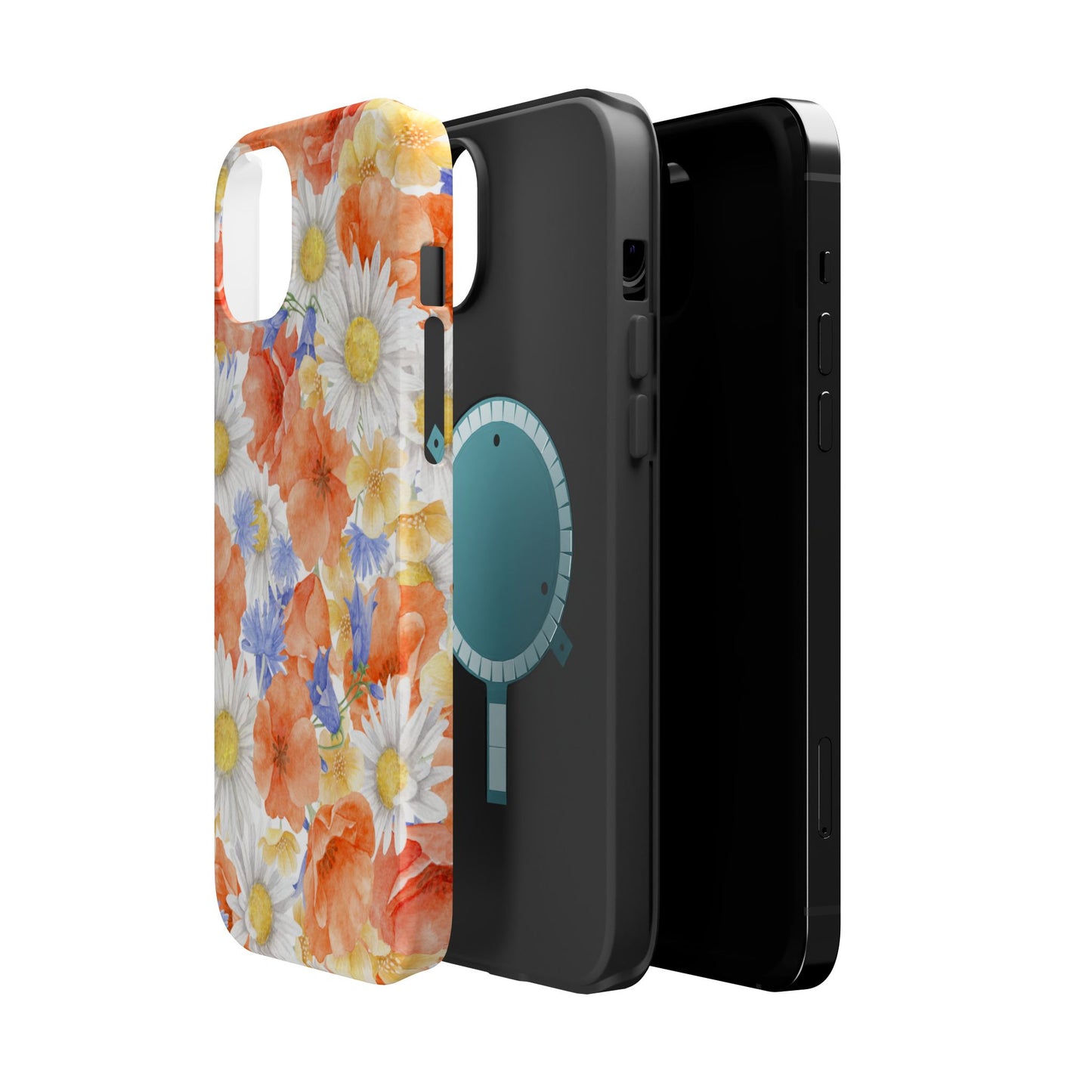 Watercolor Wildflower Pattern MagSafe iPhone Case – Durable Matte Finish with Daisy, Poppy & Cornflower Design