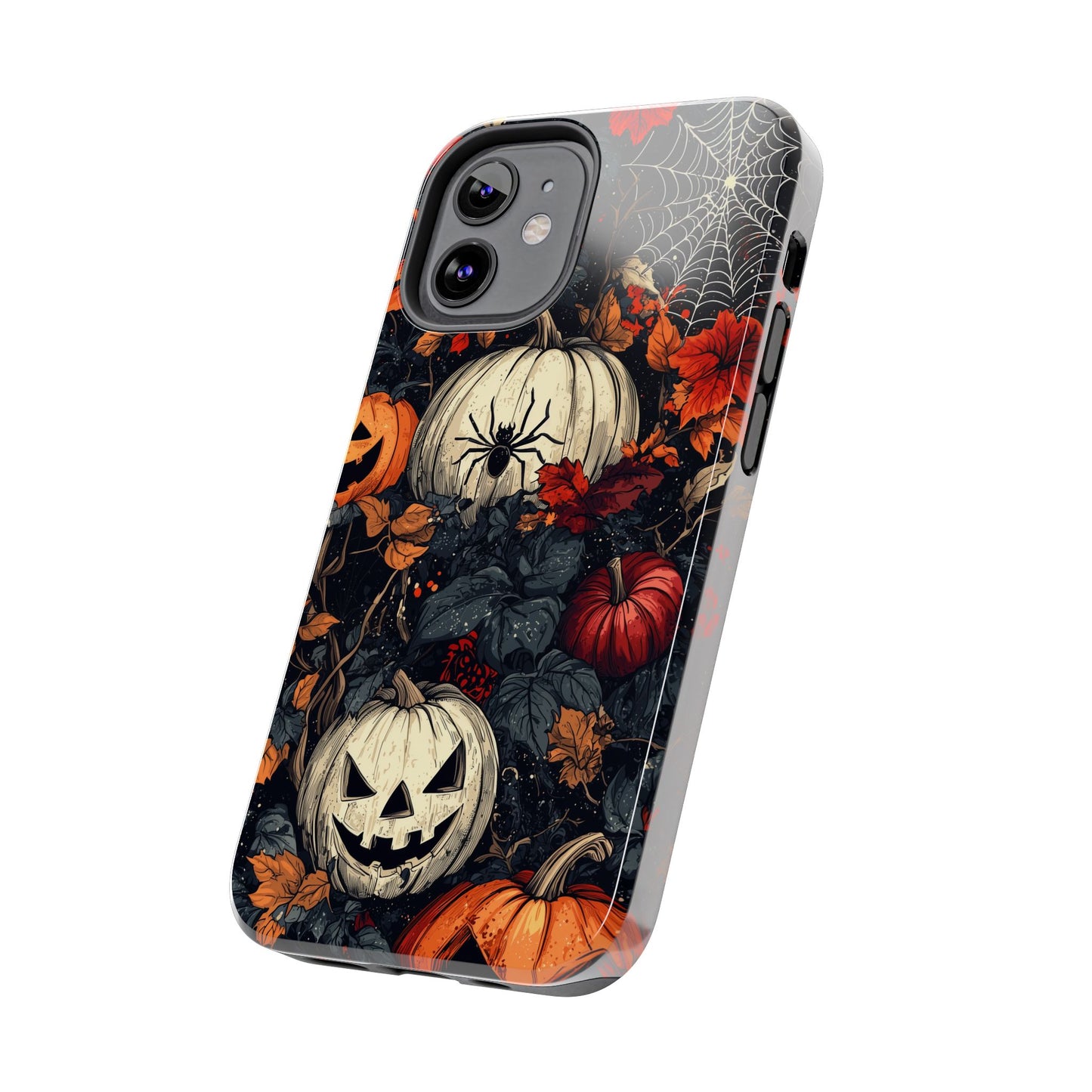 Hauntingly Elegant Halloween iPhone Case – Pumpkins, Spiders, and Autumn Leaves Design - BOGO Cases