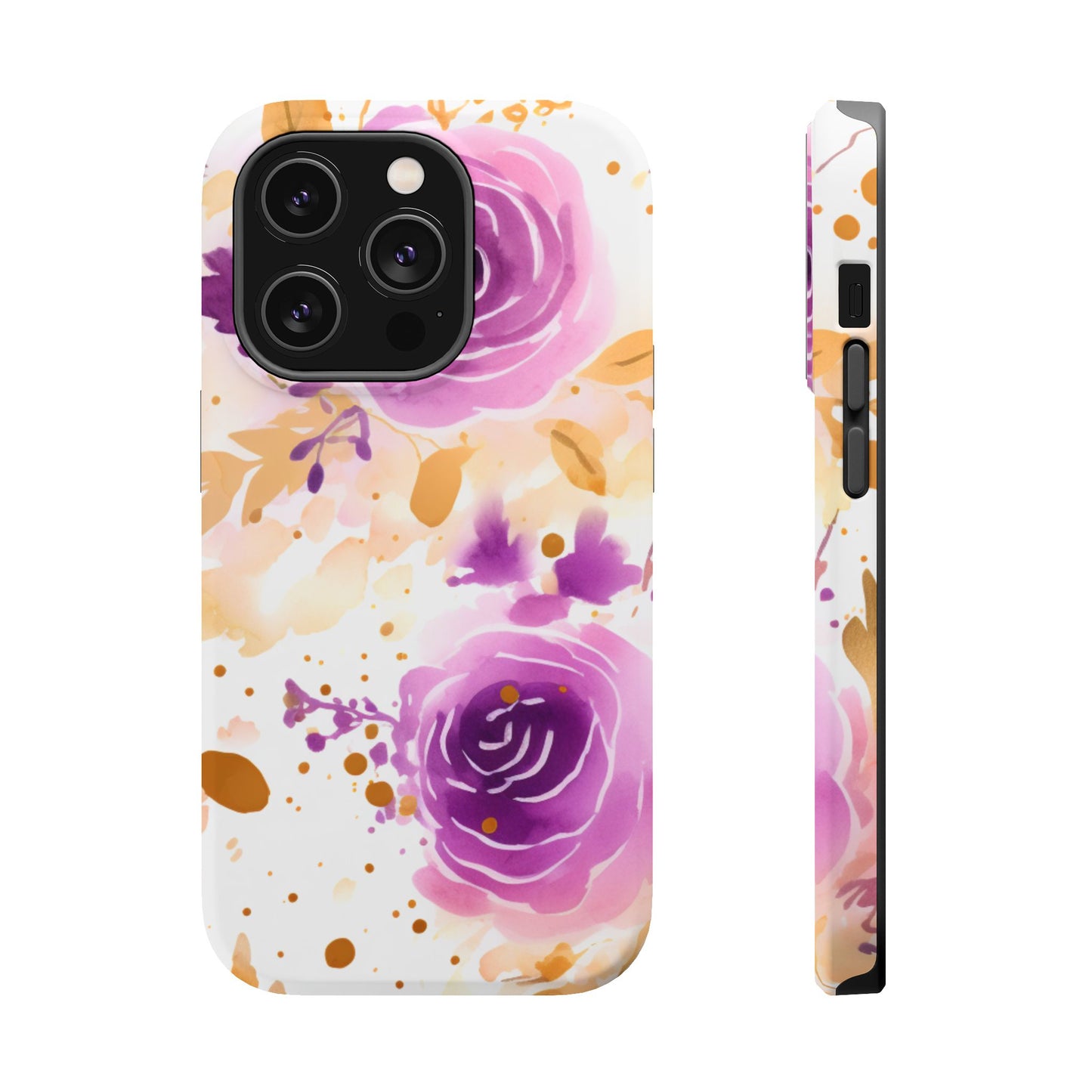 Soft Purple & Gold Floral Splash - MagSafe iPhone Series Case