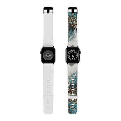 Turquoise Paisley Cowhide Leopard Apple Watch Band