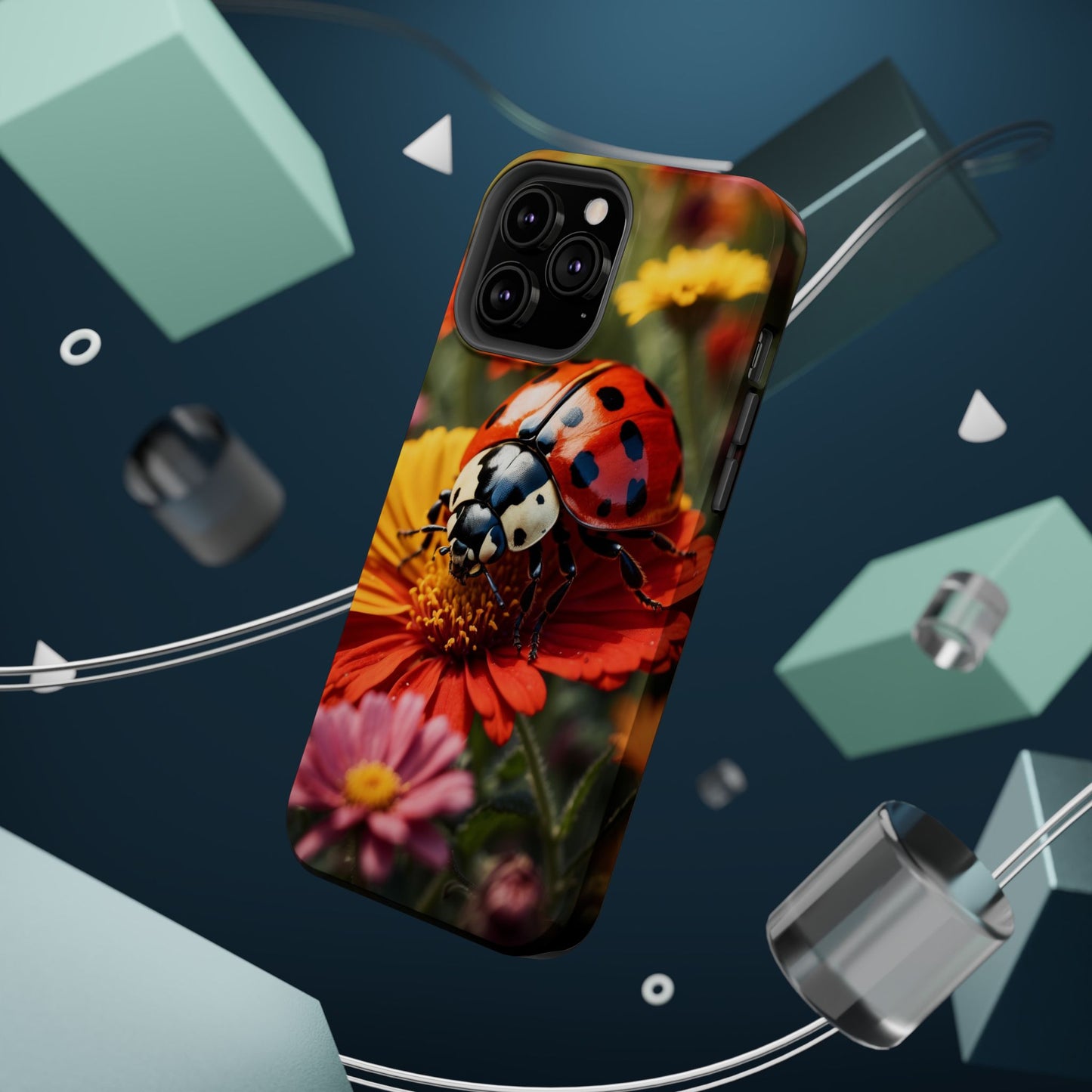 Ladybug on Orange Daisy - MagSafe iPhone Case