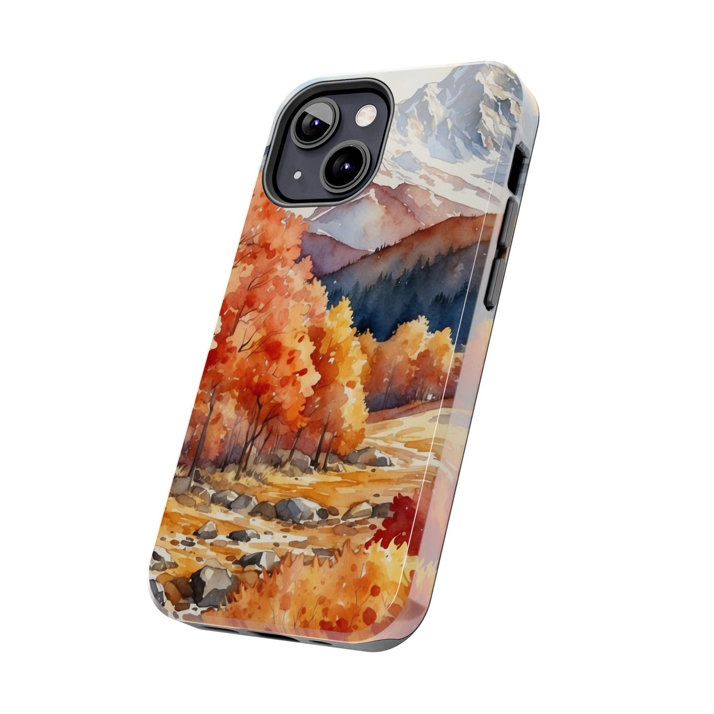 Watercolor Autumn Forest and Mountains - iPhone Case