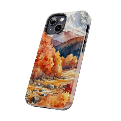 Watercolor Autumn Forest and Mountains - iPhone Case