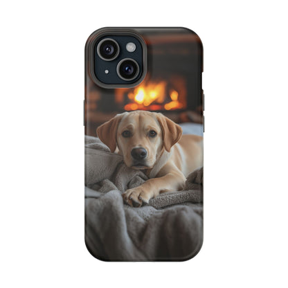 Cozy Golden Retriever by the Fireplace - MagSafe Case