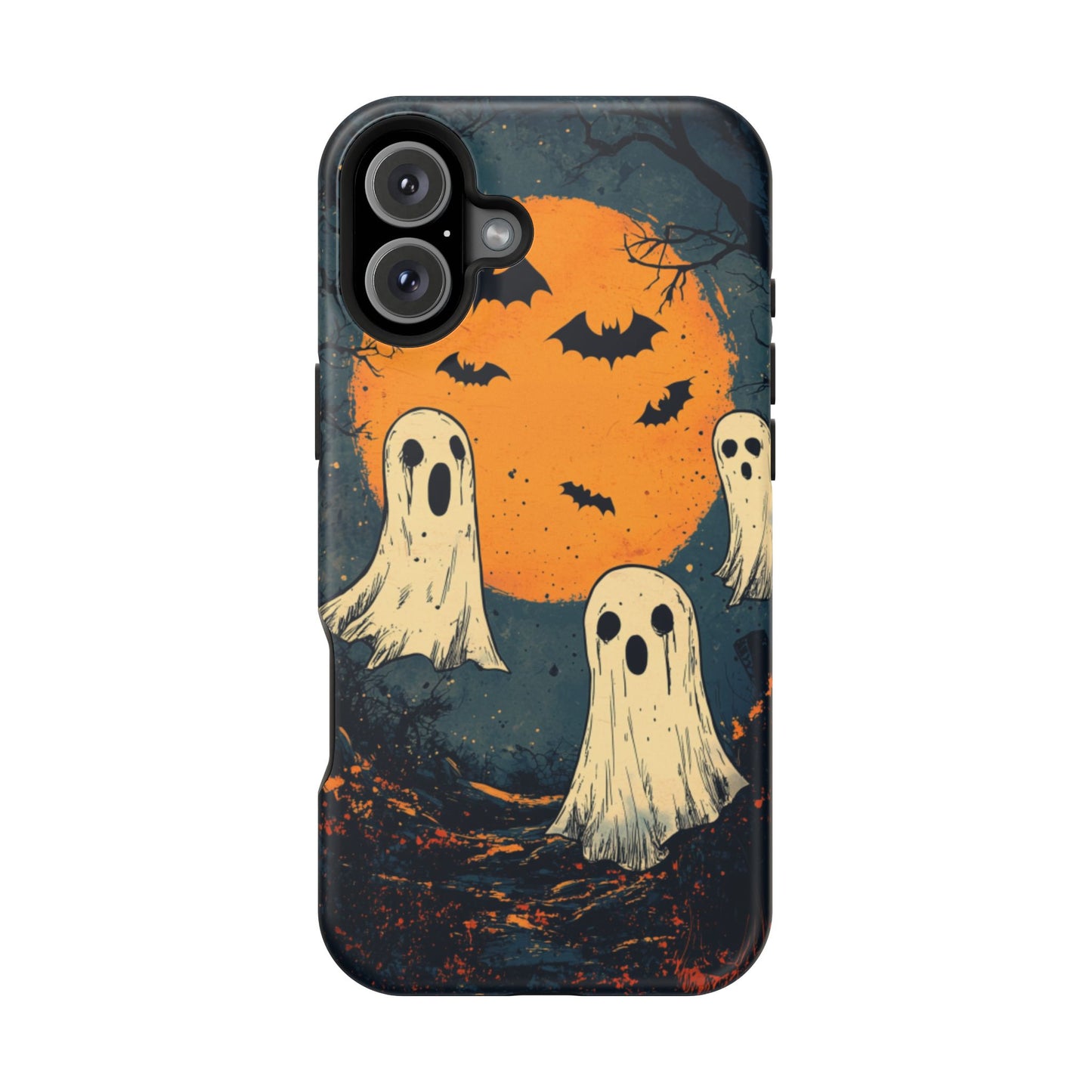 Haunted Ghosts & Full Moon MagSafe iPhone Case – Spooky Halloween Design