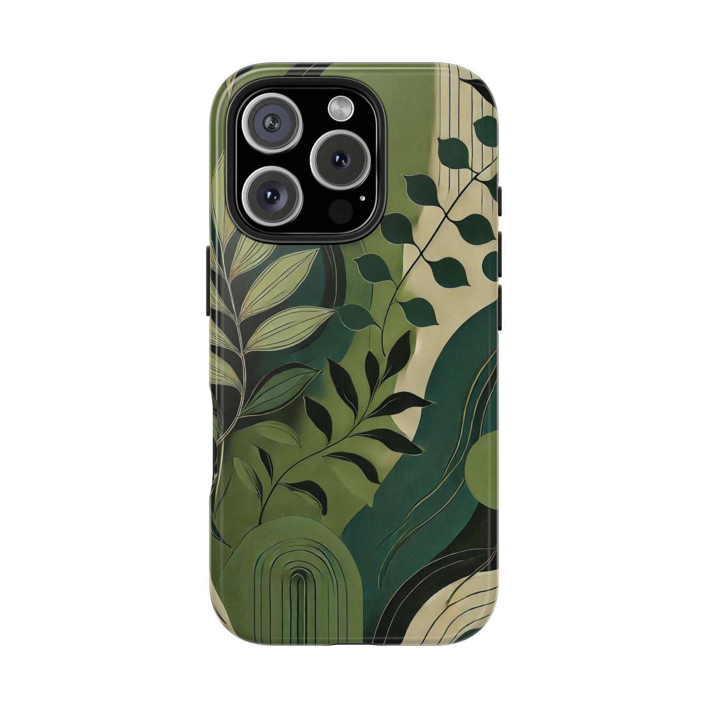 Abstract Green Leaves iPhone Case - Nature-Inspired Protective Cover