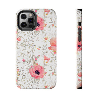 Pink Floral Watercolor iPhone Case – Feminine Poppy Blossom Design