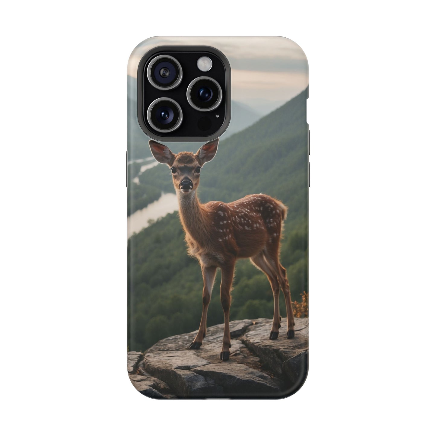 Majestic Fawn Overlooking Mountain Vista MagSafe iPhone Case