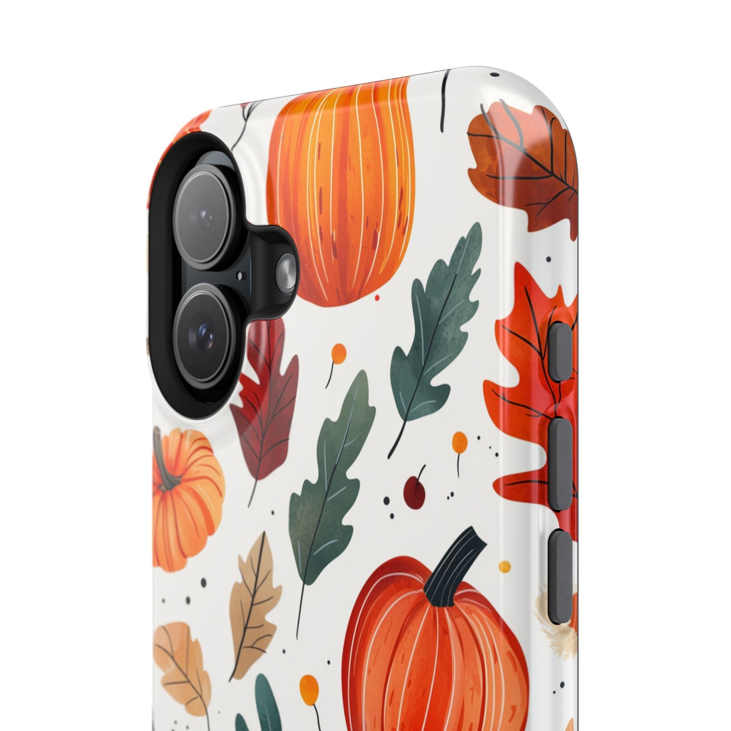 Autumn Harvest MagSafe iPhone Case - Pumpkin and Fall Leaf Design