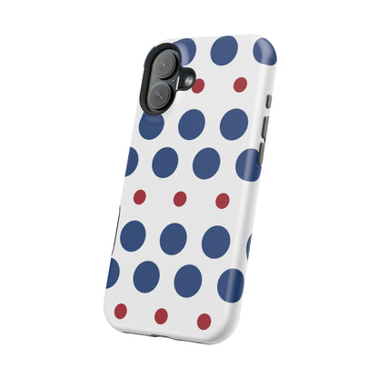 Bold Navy & Red Polka Dot Pattern – MagSafe iPhone Case