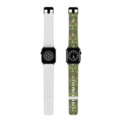 Whimsical Christmas Tree Pattern Apple Watch Band